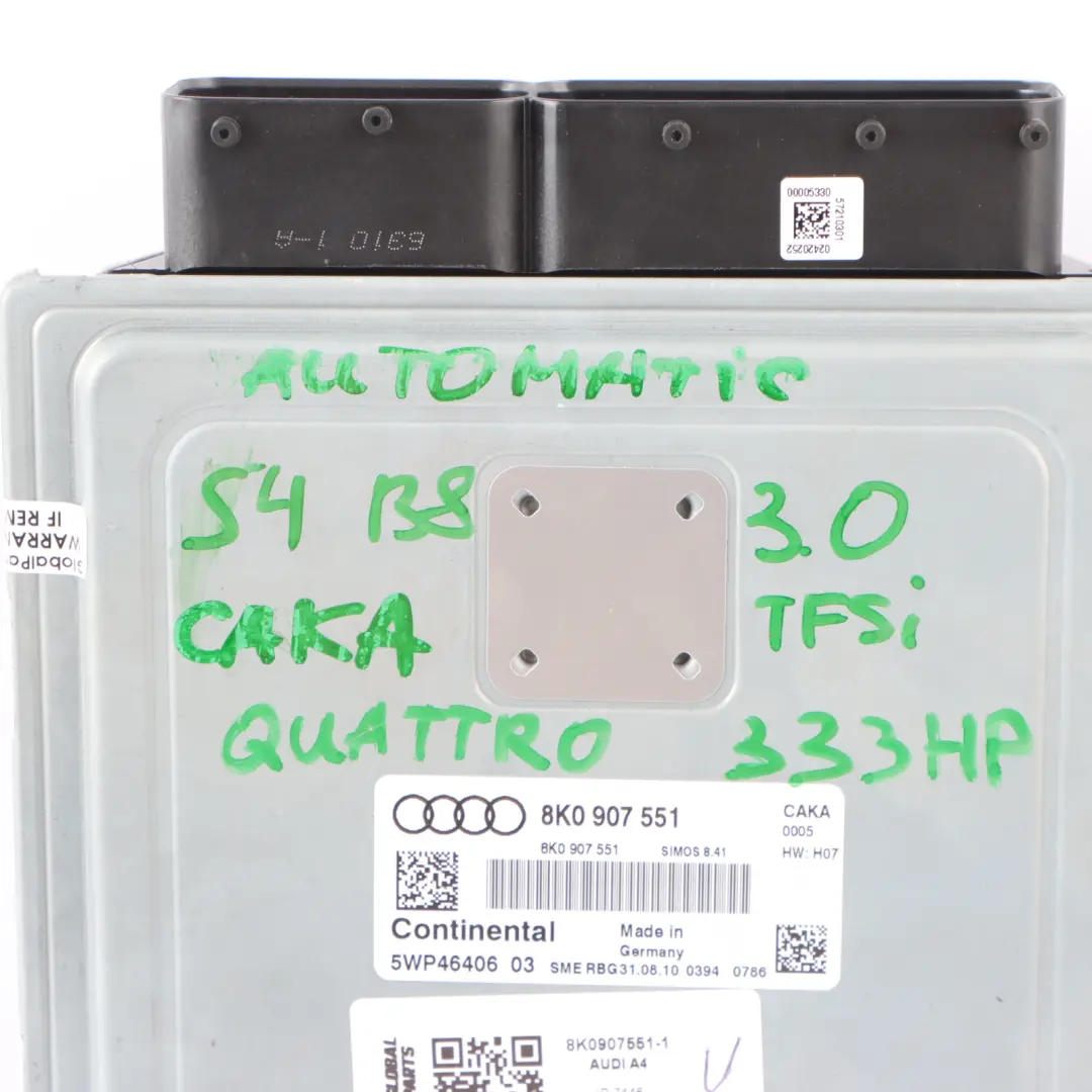 CAKA Quattro Kit Calculateur Automatique pour Audi S4 B8 3.0 TFSI 333 Ch à propos du numéro de pièce 8K0907551 Audi S4 B8 3.0 TFSI 333 Ch CAKA Quattro Kit Calculateur Automatique - SKU 8K0907551-1 - Numéro de pièce 8K0907551