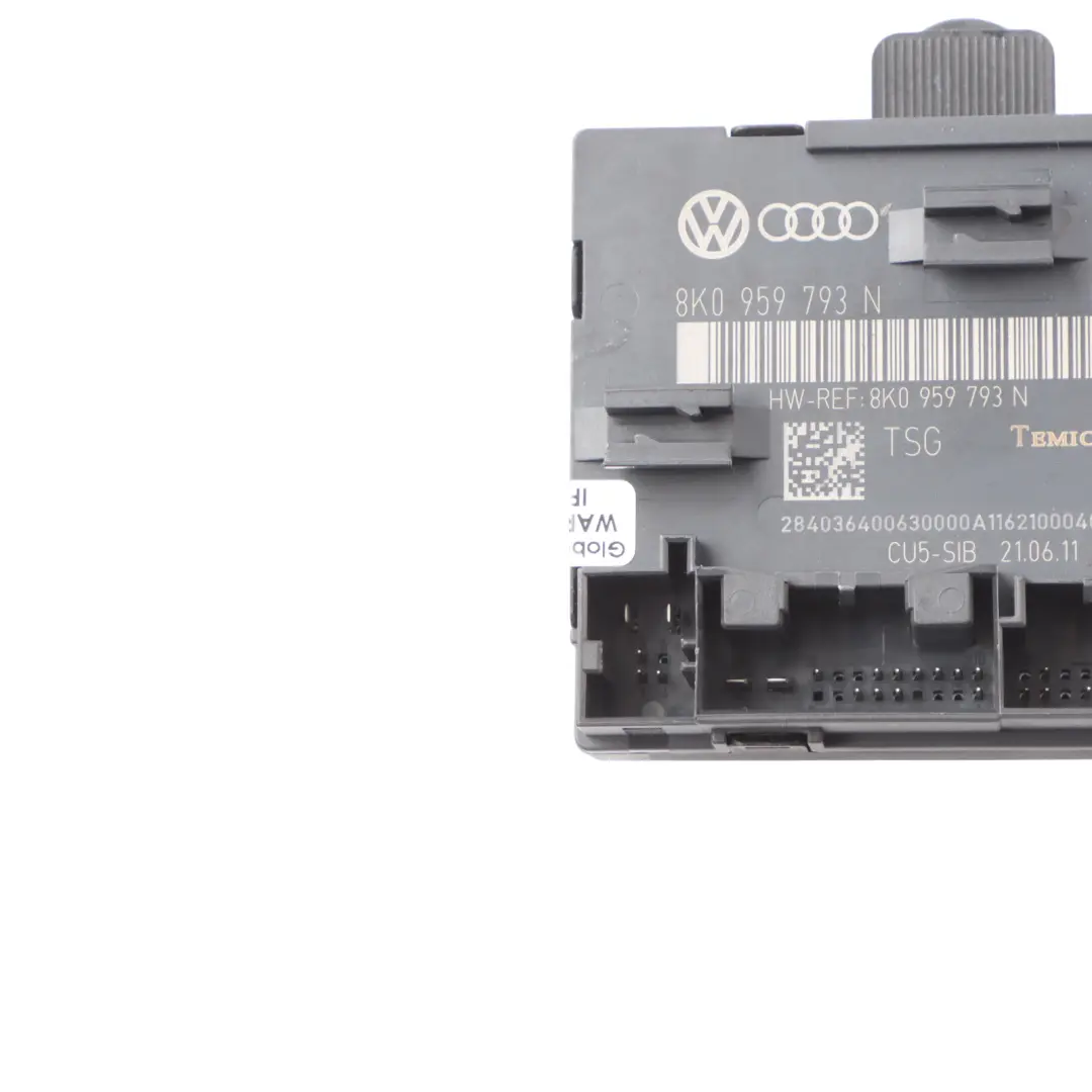 Módulo Puerta Delantera Unidad Control ECU Lado Conductor para Audi Q5 8R con número de pieza 8K0959793N Audi Q5 8R Módulo Puerta Delantera Unidad Control ECU Lado Conductor - SKU 8K0959793N - Número de pieza 8K0959793N