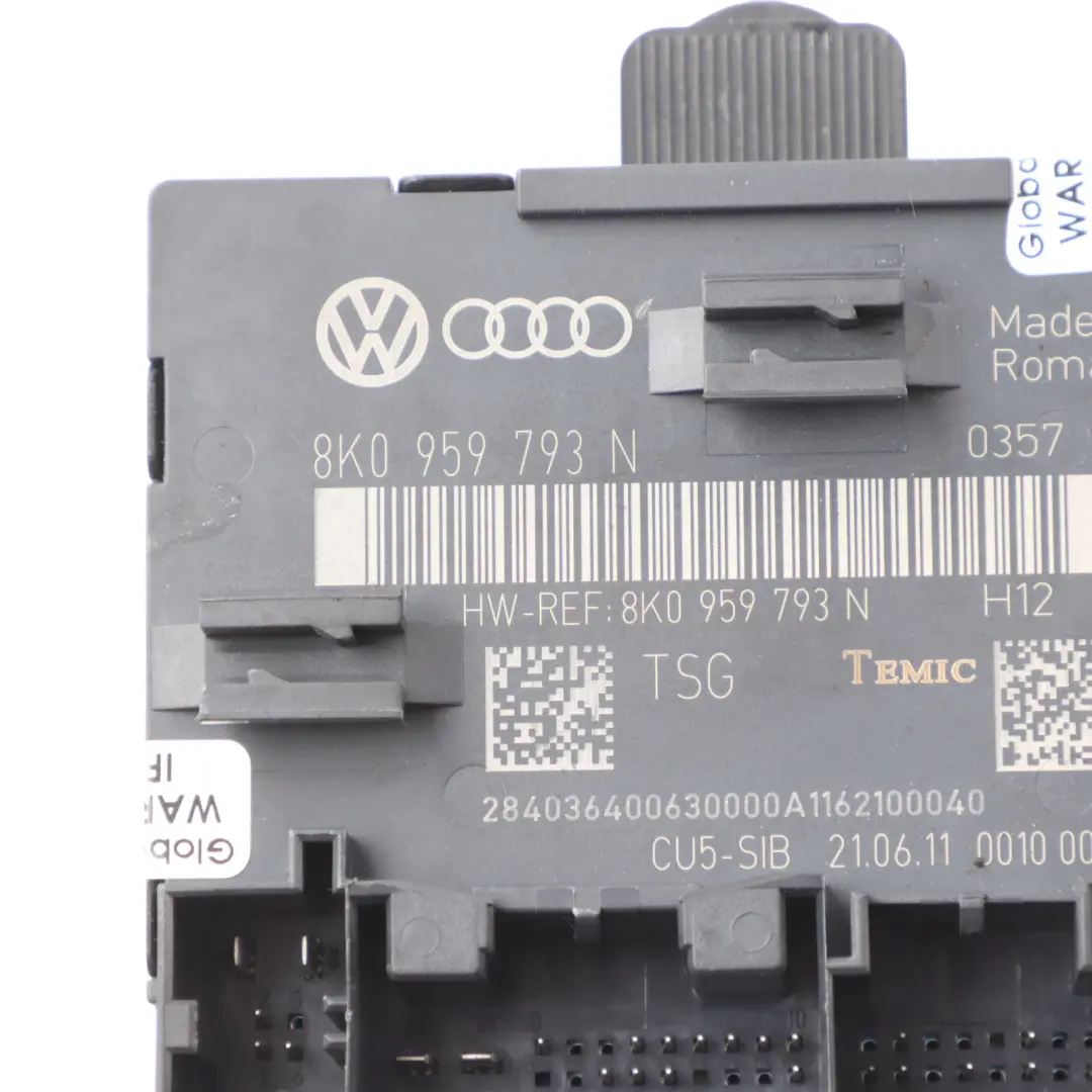 Front Door Module Control Unit ECU Driver's Side to Audi Q5 8R with Part number 8K0959793N Audi Q5 8R Front Door Module Control Unit ECU Driver's Side - SKU 8K0959793N - Part number 8K0959793N