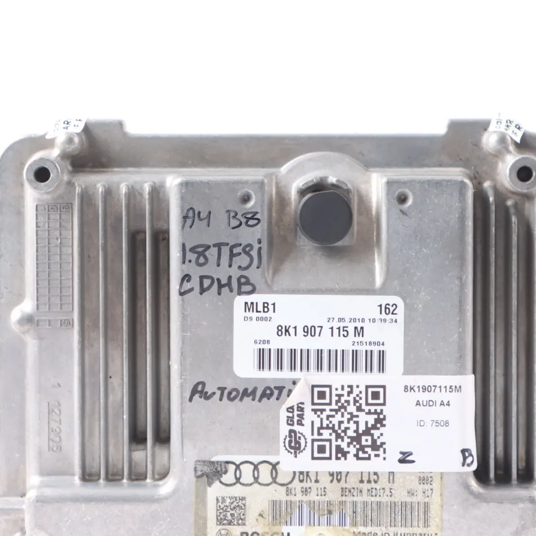 Audi A4 B8 A5 8T 1.8 TFSI CDHB 160HP Calculateur Moteur Automatique - SKU 8K1907115M - Numéro de pièce 8K1907115M