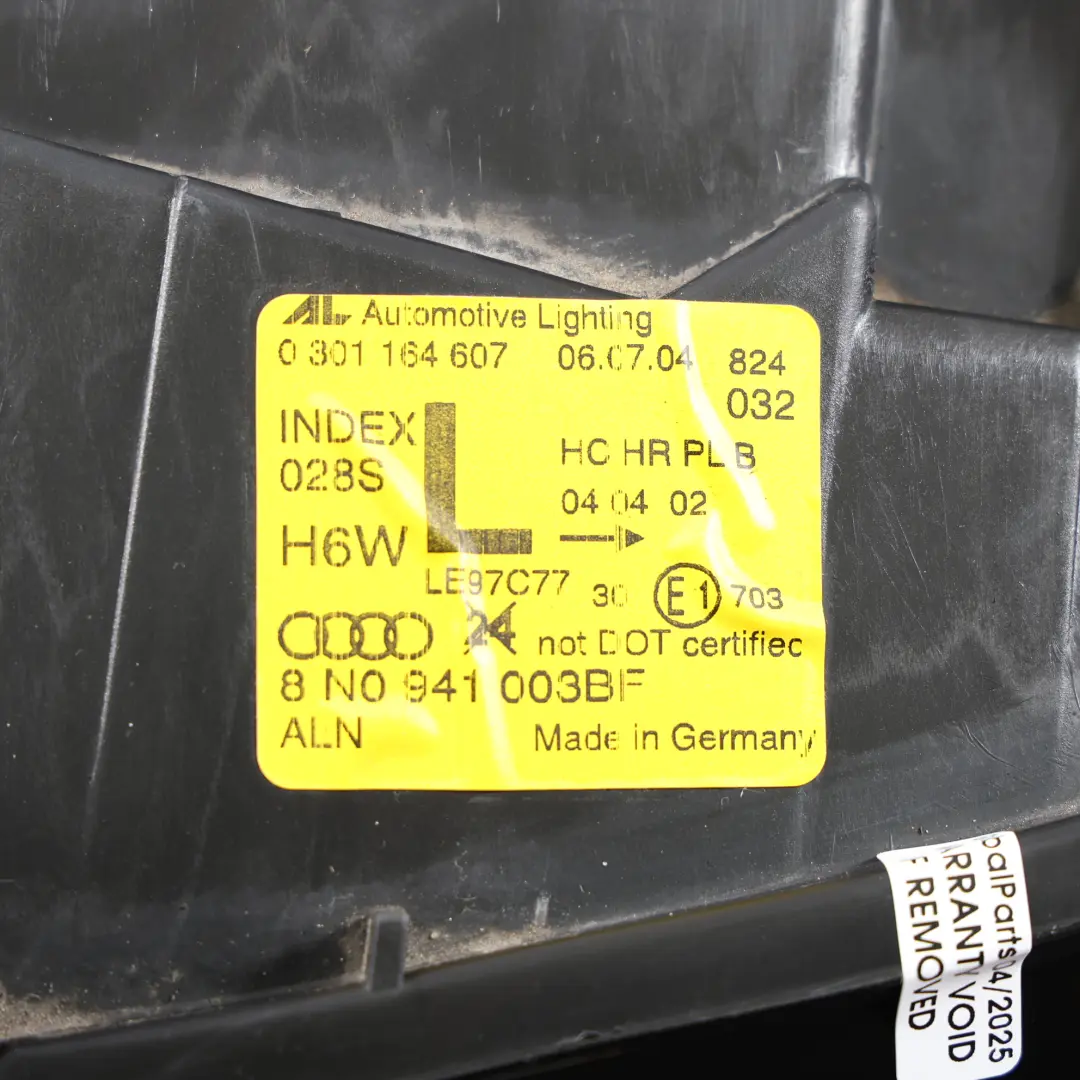 8N Front Lamp Headlight Halogen Left N/S to Audi TT with Part number 8N0941003BF Audi TT 8N Front Lamp Headlight Halogen Left N/S - SKU RHD-8N0941003BF - Part number 8N0941003BF