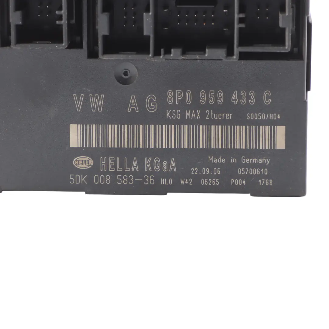 Módulo Control Confort Carrocería BCM Unidad Conveniencia para Audi S3 8P con número de pieza 8P0959433C Audi S3 8P Módulo Control Confort Carrocería BCM Unidad Conveniencia - SKU 8P0959433C - Número de pieza 8P0959433C