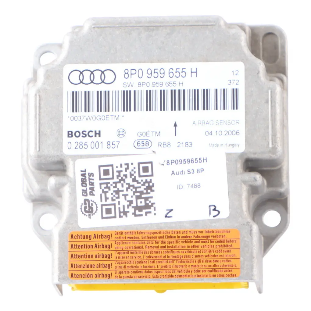 Capteur De Contrôle Du Module D'Air SRS Unité De Commande pour Audi A3 8P à propos du numéro de pièce 8P0959655H Audi A3 8P Capteur De Contrôle Du Module D'Air SRS Unité De Commande - SKU 8P0959655H - Numéro de pièce 8P0959655H