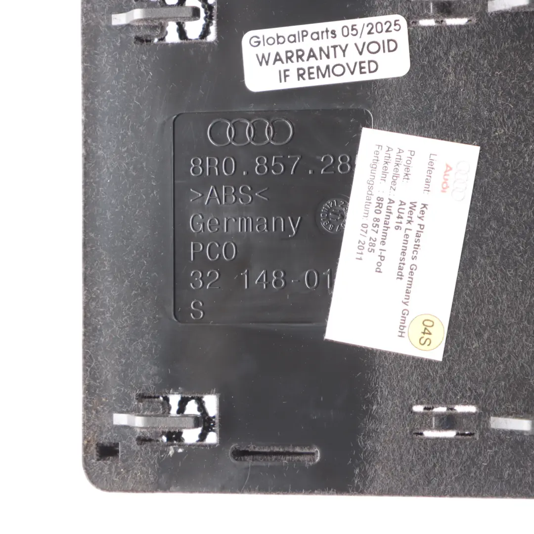 Audi Q5 8R Staffa Di Montaggio Ipod Per Vano Portaoggetti - SKU 8R0857285 - Numero di parte 8R0857285