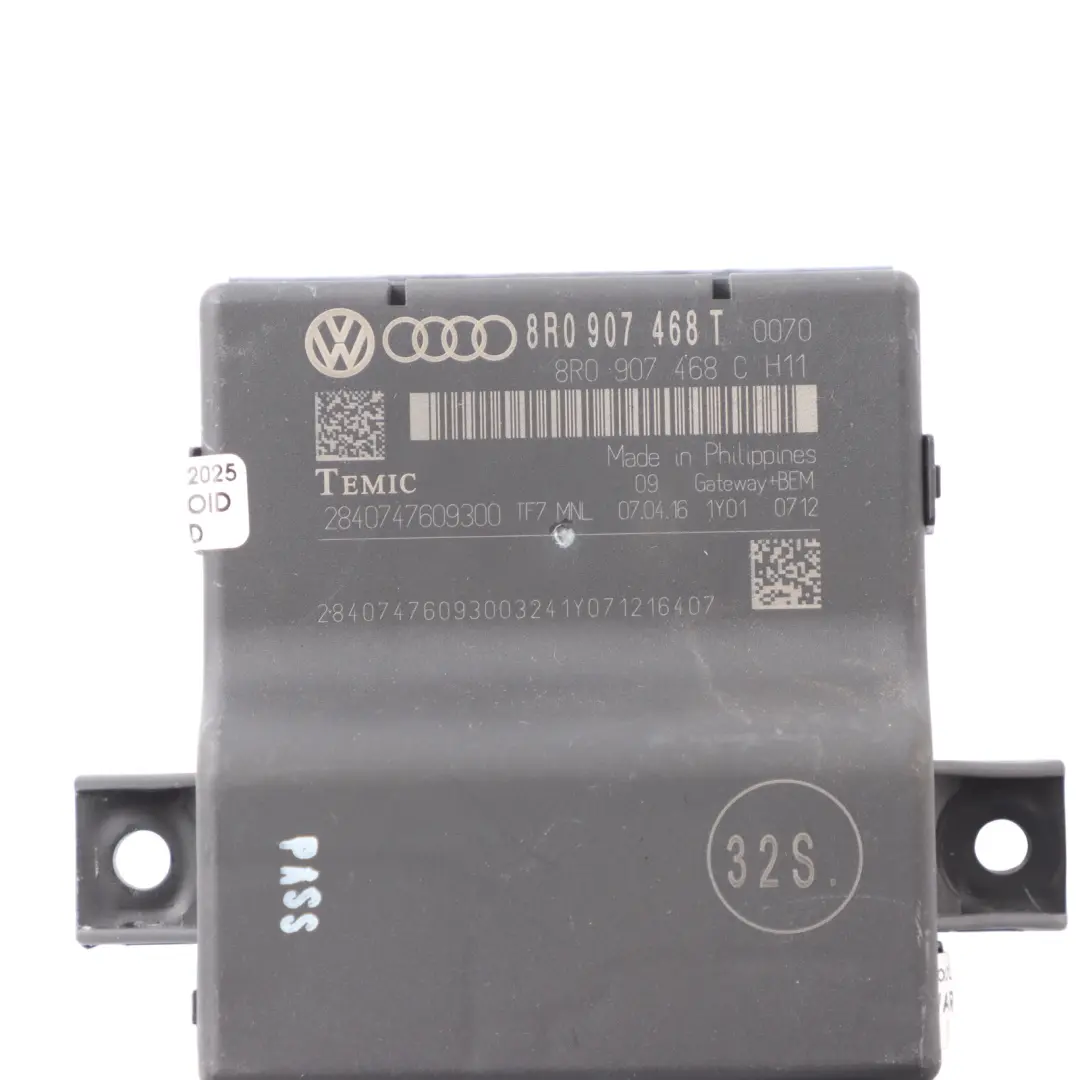 Gateway Módulo Unidad De Control ECU 8R0907468C para Audi Q5 8R con número de pieza 8R0907468T Audi Q5 8R Gateway Módulo Unidad De Control ECU 8R0907468C - SKU 8R0907468T - Número de pieza 8R0907468T