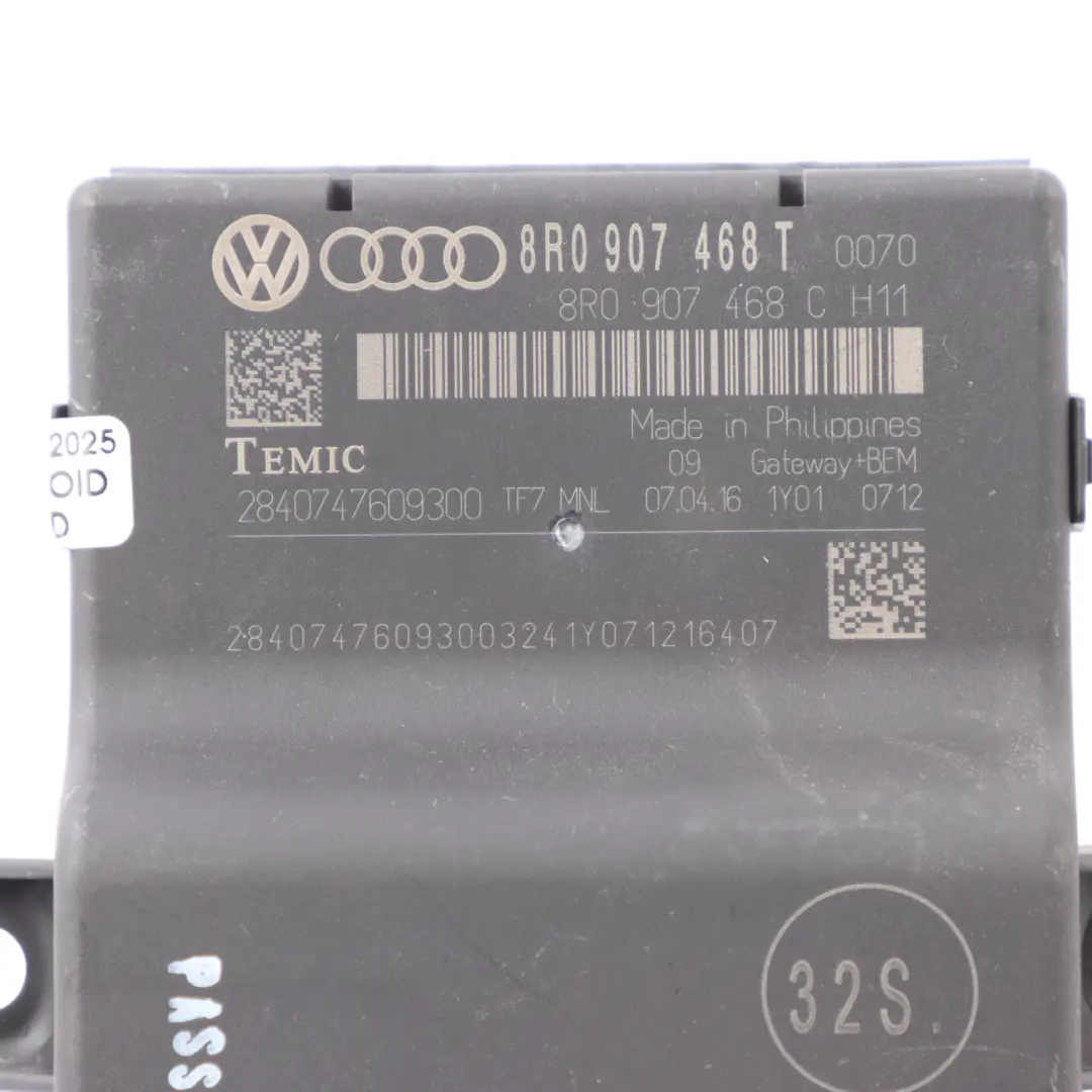 Audi Q5 8R Modulo Gateway Unità Di Controllo ECU 8R0907468C - SKU 8R0907468T - Numero di parte 8R0907468T