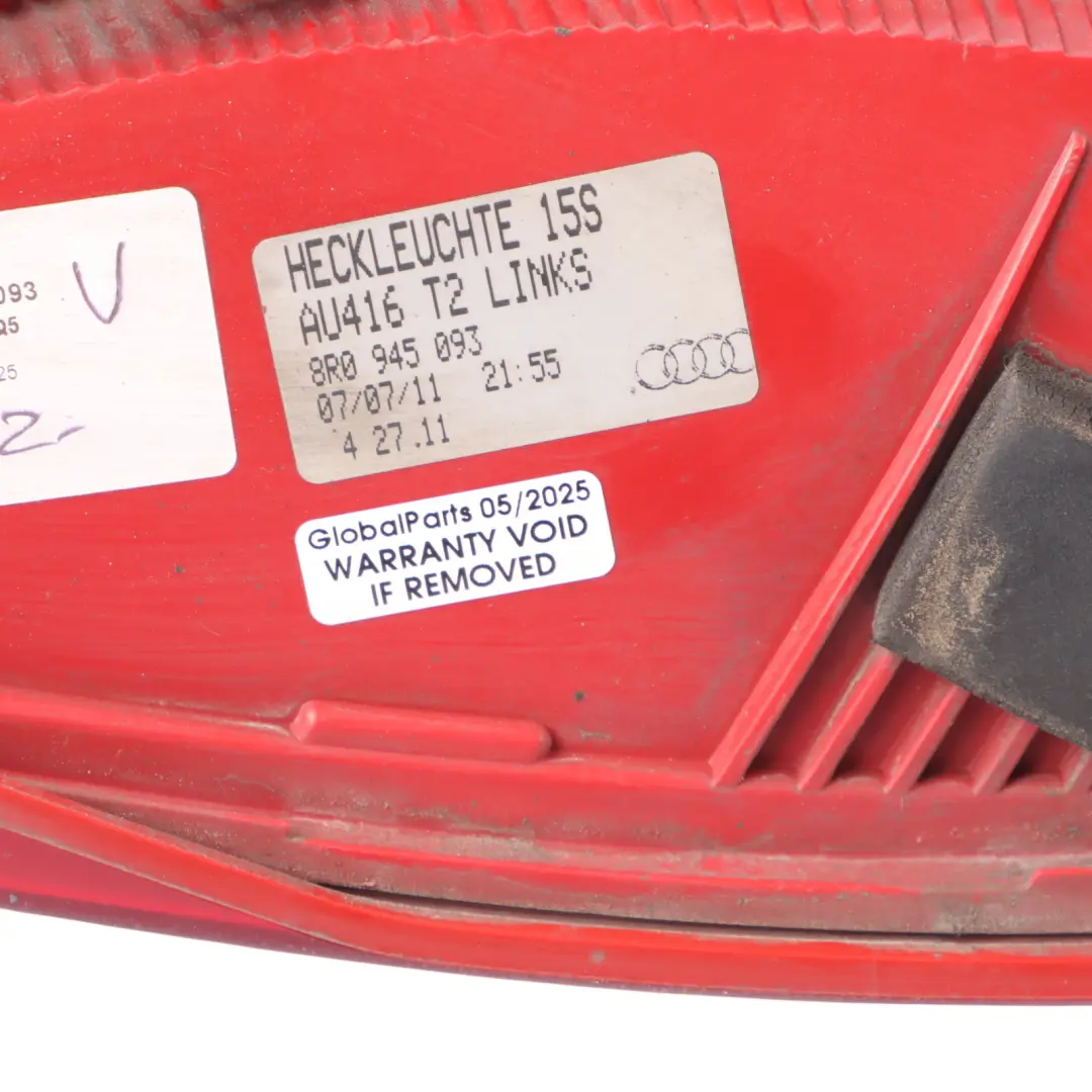 Sportback Q5 8R Luz Trasera Maletero Portón Trasero Izquierda para Audi con número de pieza 8R0945093 Audi Sportback Q5 8R Luz Trasera Maletero Portón Trasero Izquierda - SKU 8R0945093 - Número de pieza 8R0945093