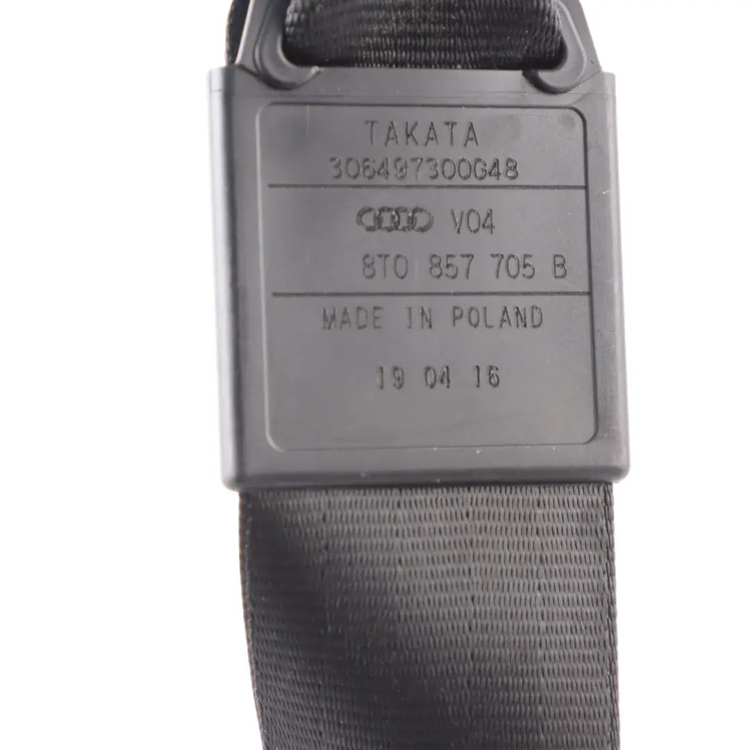 Belt Front Left Right N/O/S Safety Belt Black to Audi A5 8T Seat with Part number 8T0857705B Audi A5 8T Seat Belt Front Left Right N/O/S Safety Belt Black - SKU 8T0857705B - Part number 8T0857705B