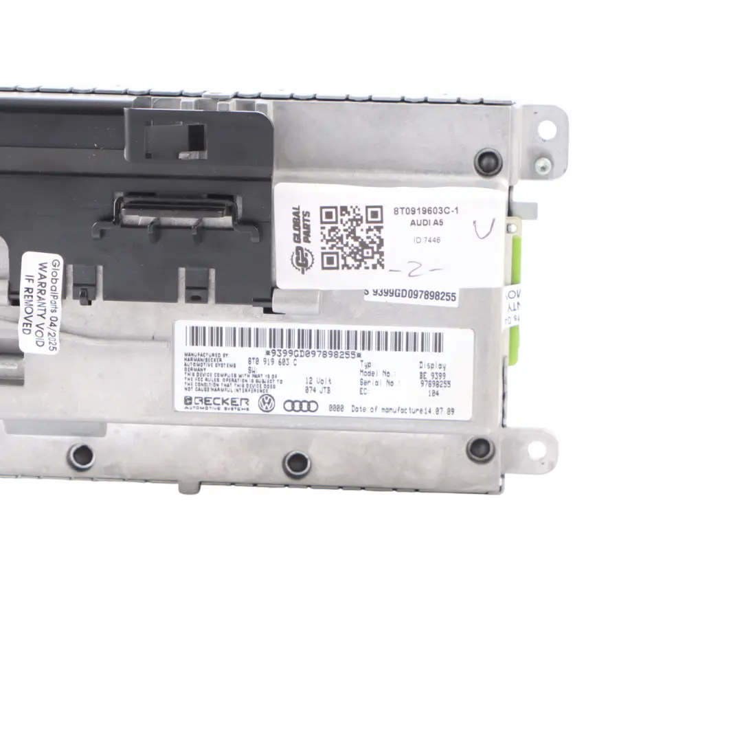 Audi A5 8T Display Screen Radio Multimedia Navigation Display - SKU 8T0919603C-1 - Part number 8T0919603C
