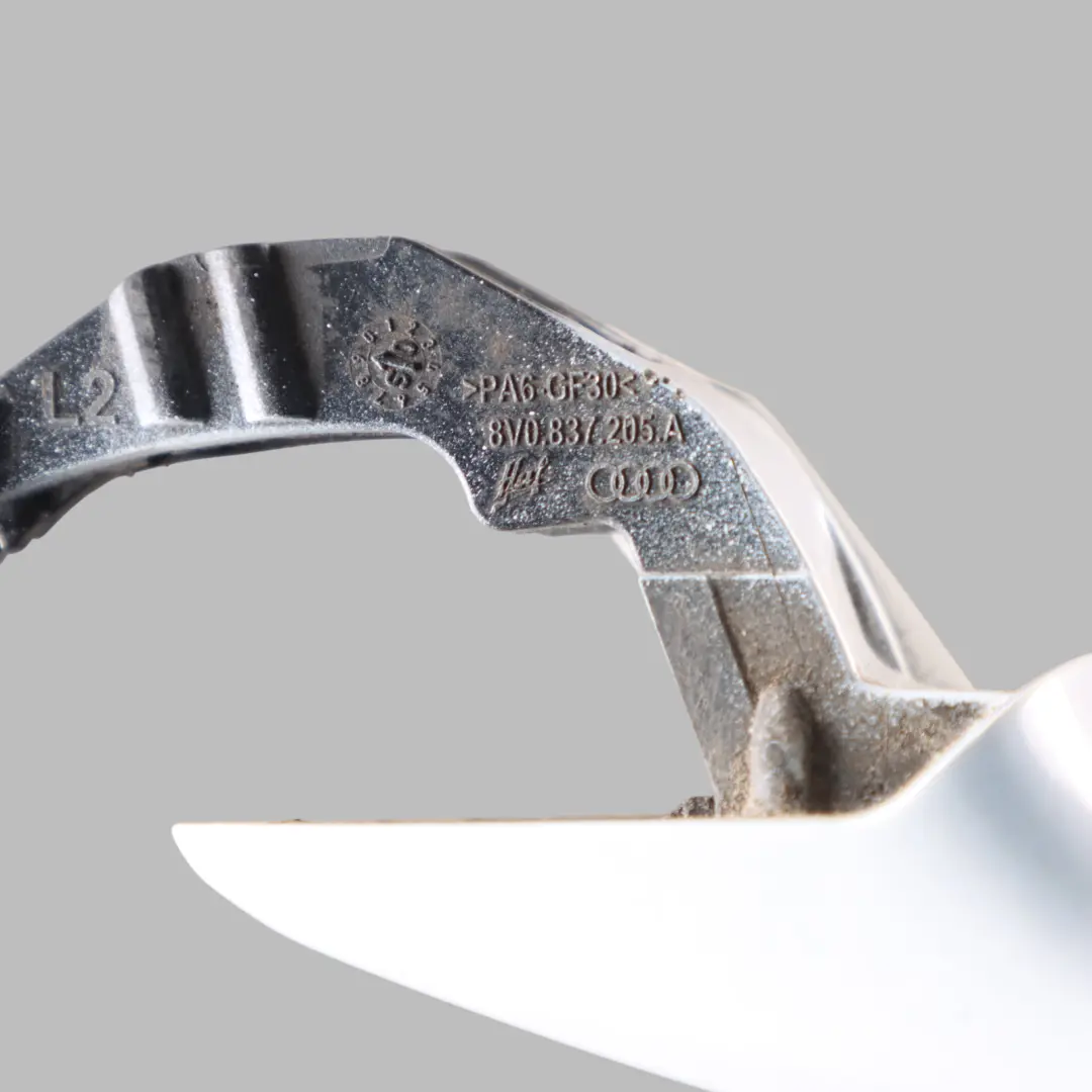 Door Handle Rear Left N/S A Glacier White Pearl - S9R to Audi A3 8V with Part number 8V0837205 Audi A3 8V Door Handle Rear Left N/S A Glacier White Pearl - S9R - SKU 8V0837205-MGW - Part number 8V0837205