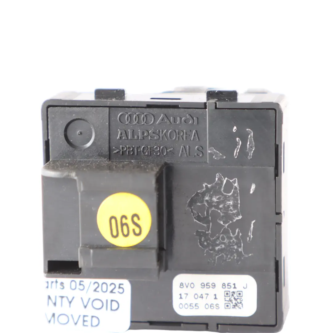 Front Window Switch Driver's Side Control Panel to Audi A3 8V 3D with Part number 8V0959851J Audi A3 8V 3D Front Window Switch Driver's Side Control Panel - SKU 8V0959851J - Part number 8V0959851J