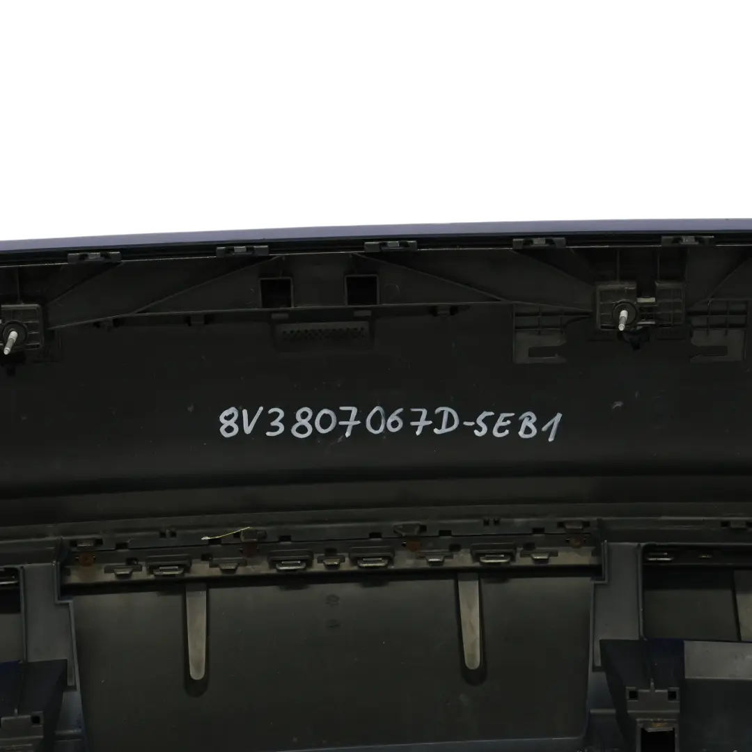 Bumper Trim Panel Covering Sepang Blue Pearlscent - Y5Q to Audi S3 8V Rear with Part number 8V3807067D Audi S3 8V Rear Bumper Trim Panel Covering Sepang Blue Pearlscent - Y5Q - SKU 8V3807067D-SEB1 - Part number 8V3807067D