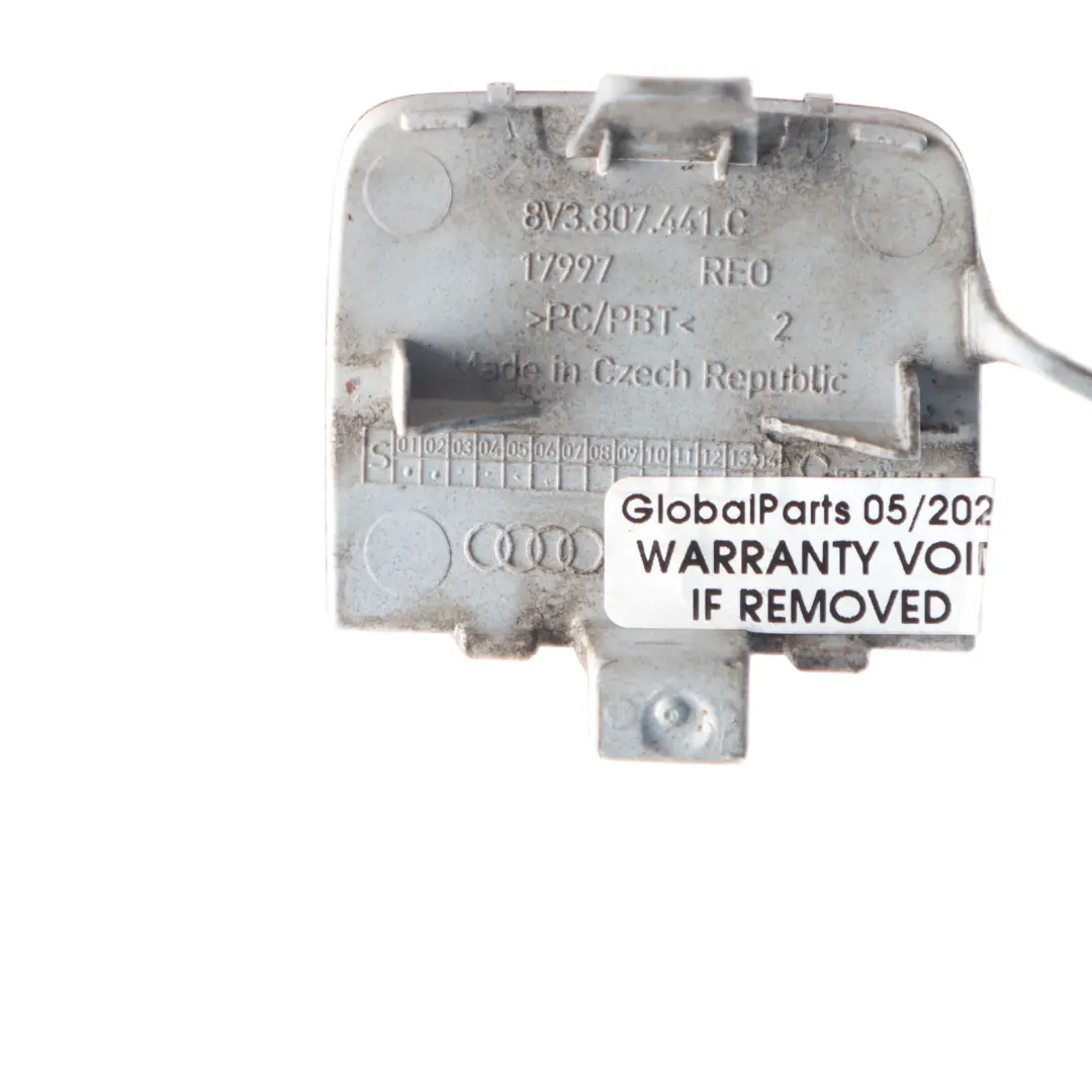 Bumper Towing Hook Eye Cover Cosmos Blue Metallic to Audi A3 8V Rear with Part number 8V3807441C Audi A3 8V Rear Bumper Towing Hook Eye Cover Cosmos Blue Metallic - SKU 8V3807441C-COBL - Part number 8V3807441C