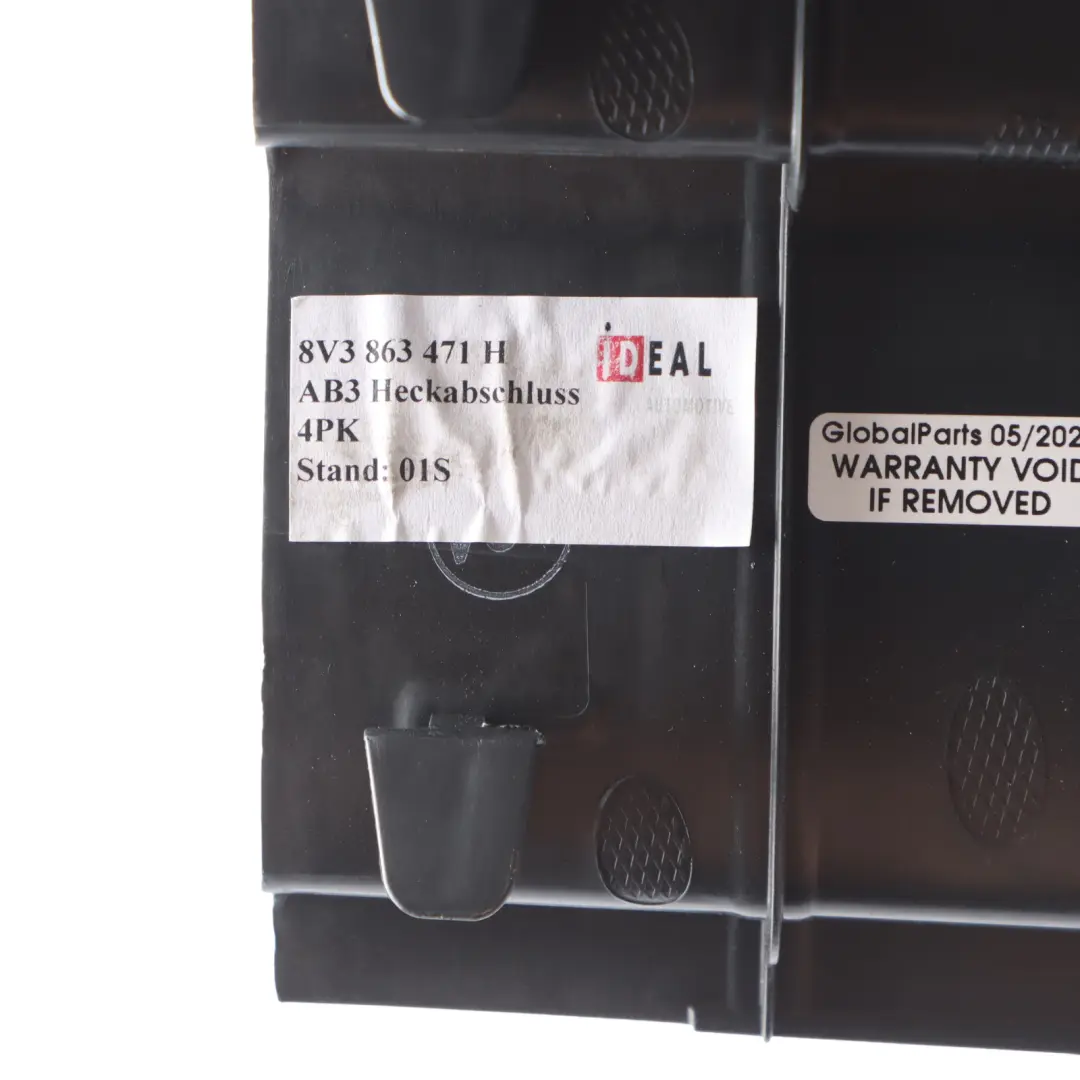 Audi A3 8V 3 Door Rear Boot Inner Lock Cover Trim Panel Black - SKU 8V3863471H - Part number 8V3863471H