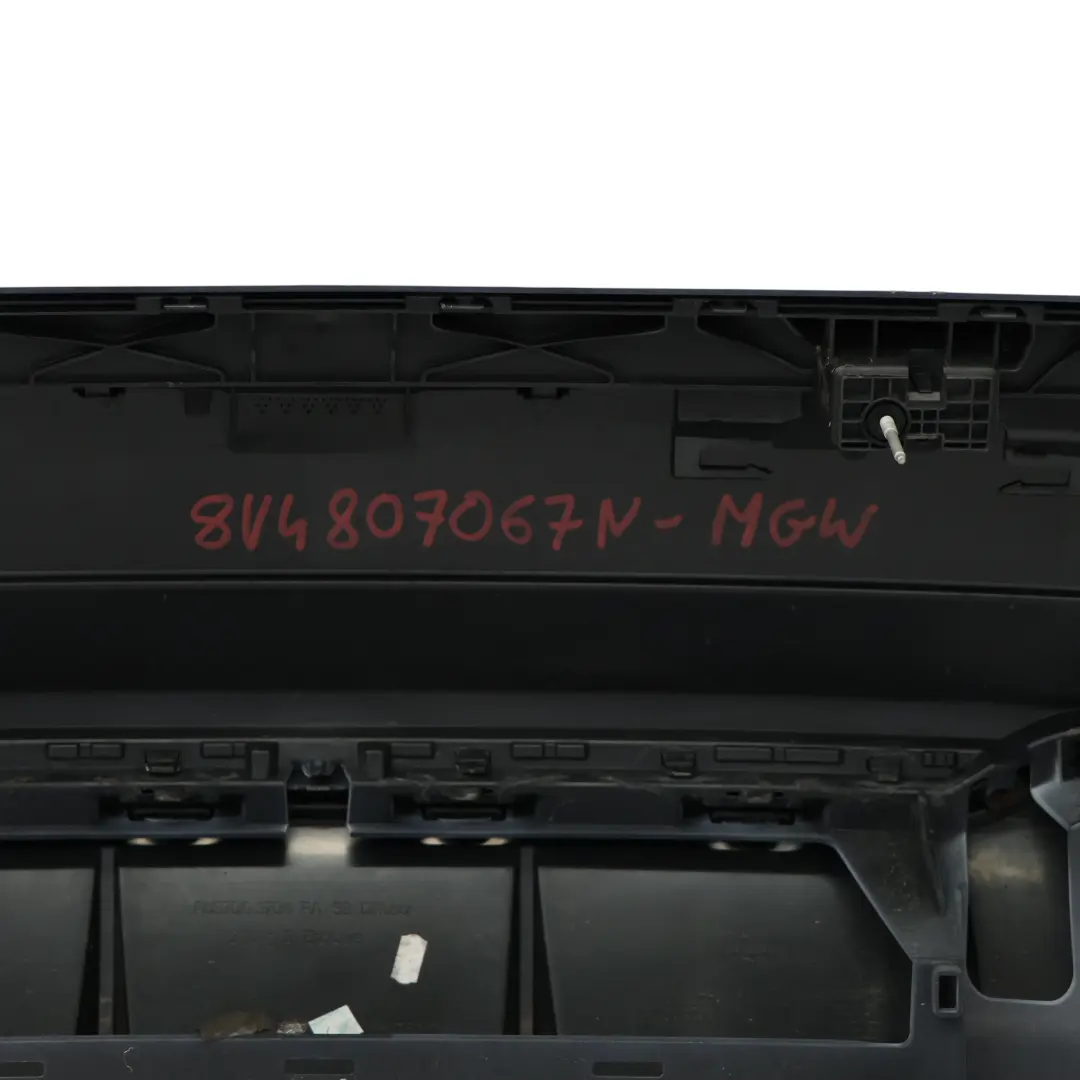 Bumper Trim Panel Covering S-Line Glacier White Pearl - S9R to Audi A3 S3 8V Rear with Part number 8V4807067N Audi A3 S3 8V Rear Bumper Trim Panel Covering S-Line Glacier White Pearl - S9R - SKU 8V4807067N-MGW - Part number 8V4807067N