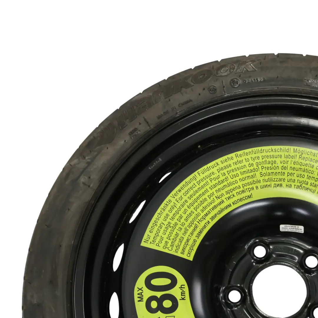 Spare Steel Wheel Hankook Tire 125/70 R19 ET:22 4J to Audi A5 F5 with Part number 8W0601027C Audi A5 F5 Spare Steel Wheel Hankook Tire 125/70 R19 ET:22 4J - SKU 8W0601027C-1 - Part number 8W0601027C