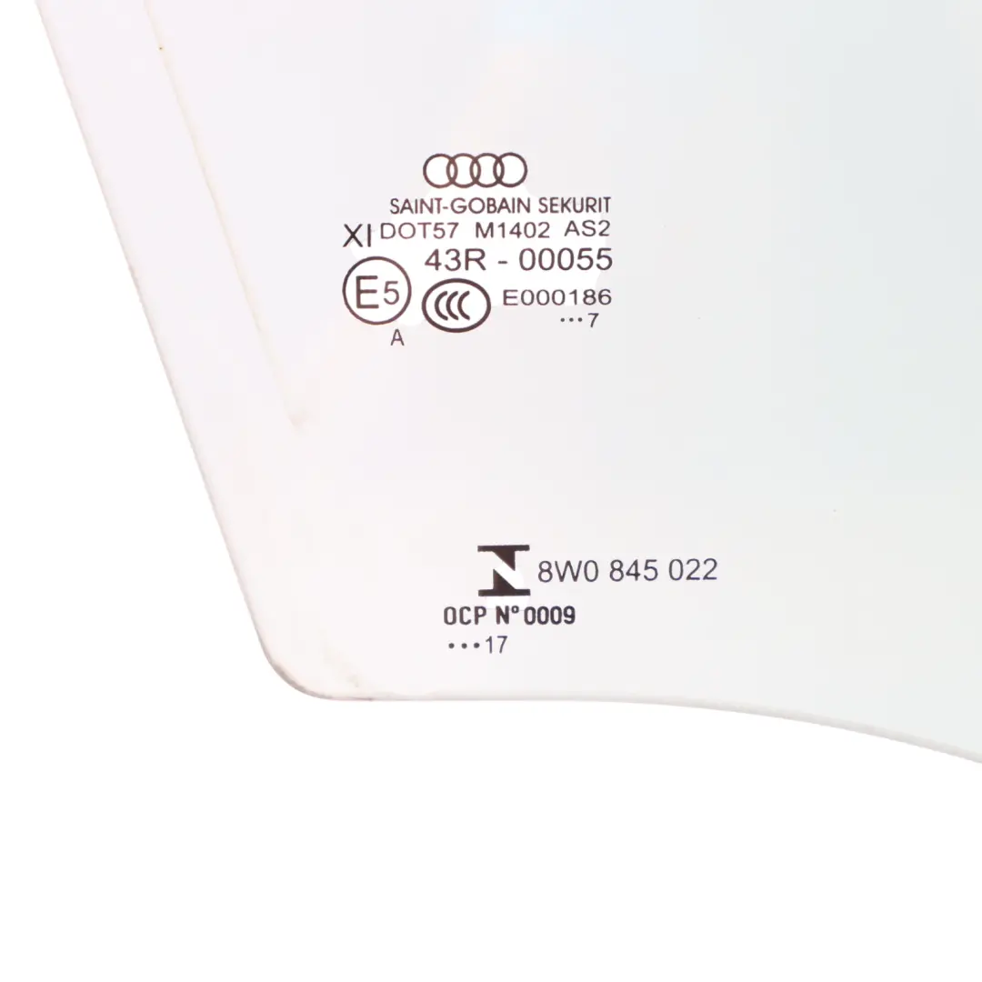 Door Window Glass Glazing AS2 Front Right O/S to Audi A4 S4 B9 with Part number 8W0845022 Audi A4 S4 B9 Door Window Glass Glazing AS2 Front Right O/S - SKU 8W0845022 - Part number 8W0845022