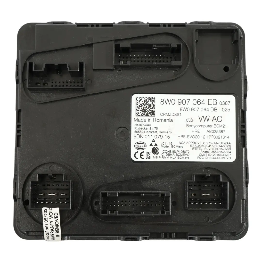 DEMA BCM Unidad Módulo Control Carrocería ECU para Audi A4 B9 2.0 TFSI con número de pieza 8W0907064EB Audi A4 B9 2.0 TFSI DEMA BCM Unidad Módulo Control Carrocería ECU - SKU 8W0907064EB - Número de pieza 8W0907064EB