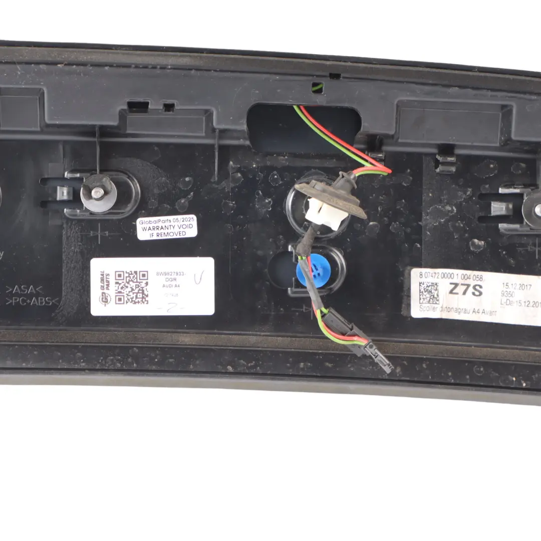 Boot Tailgate Spoiler Trim Daytona Grey - Z7S to Audi A4 B9 Avant Rear with Part number 8W9827933 Audi A4 B9 Avant Rear Boot Tailgate Spoiler Trim Daytona Grey - Z7S - SKU 8W9827933-DGR - Part number 8W9827933