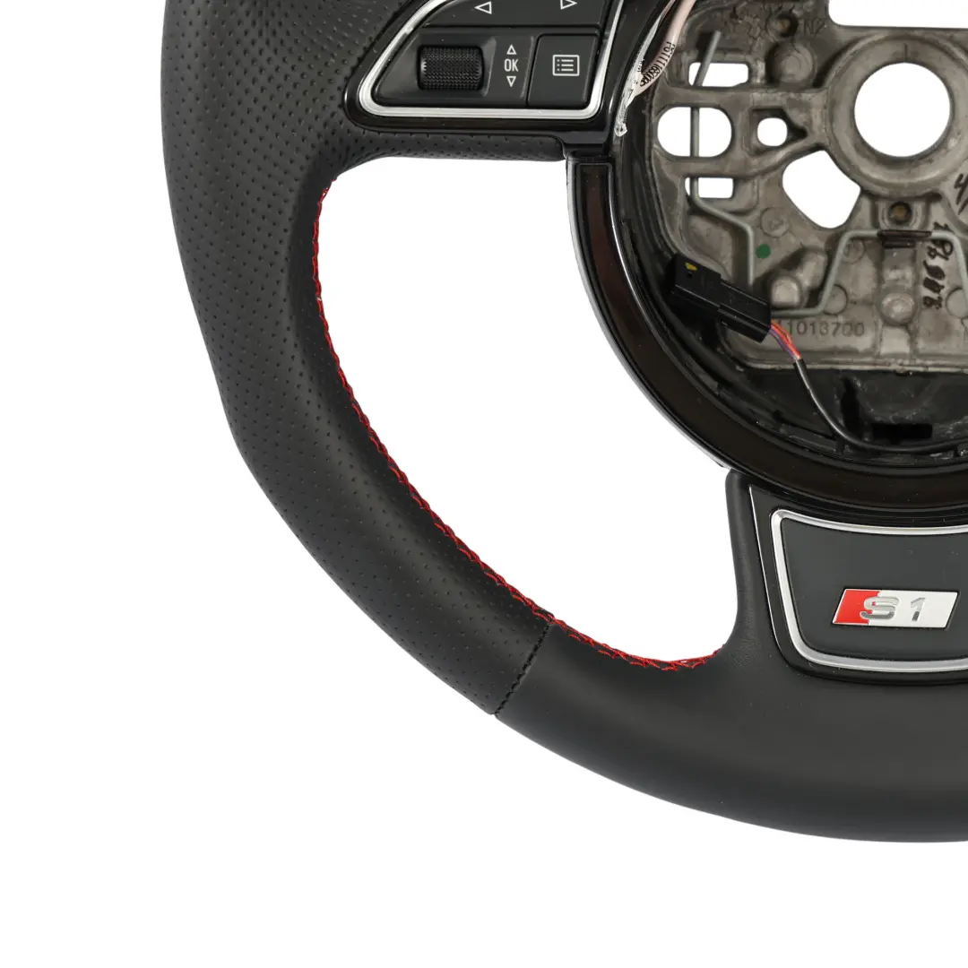 Audi A1 S1 8X Steering Wheel NEW Black Leather Red Threads - SKU 8X0419091R-1 - Part number 8X0419091R