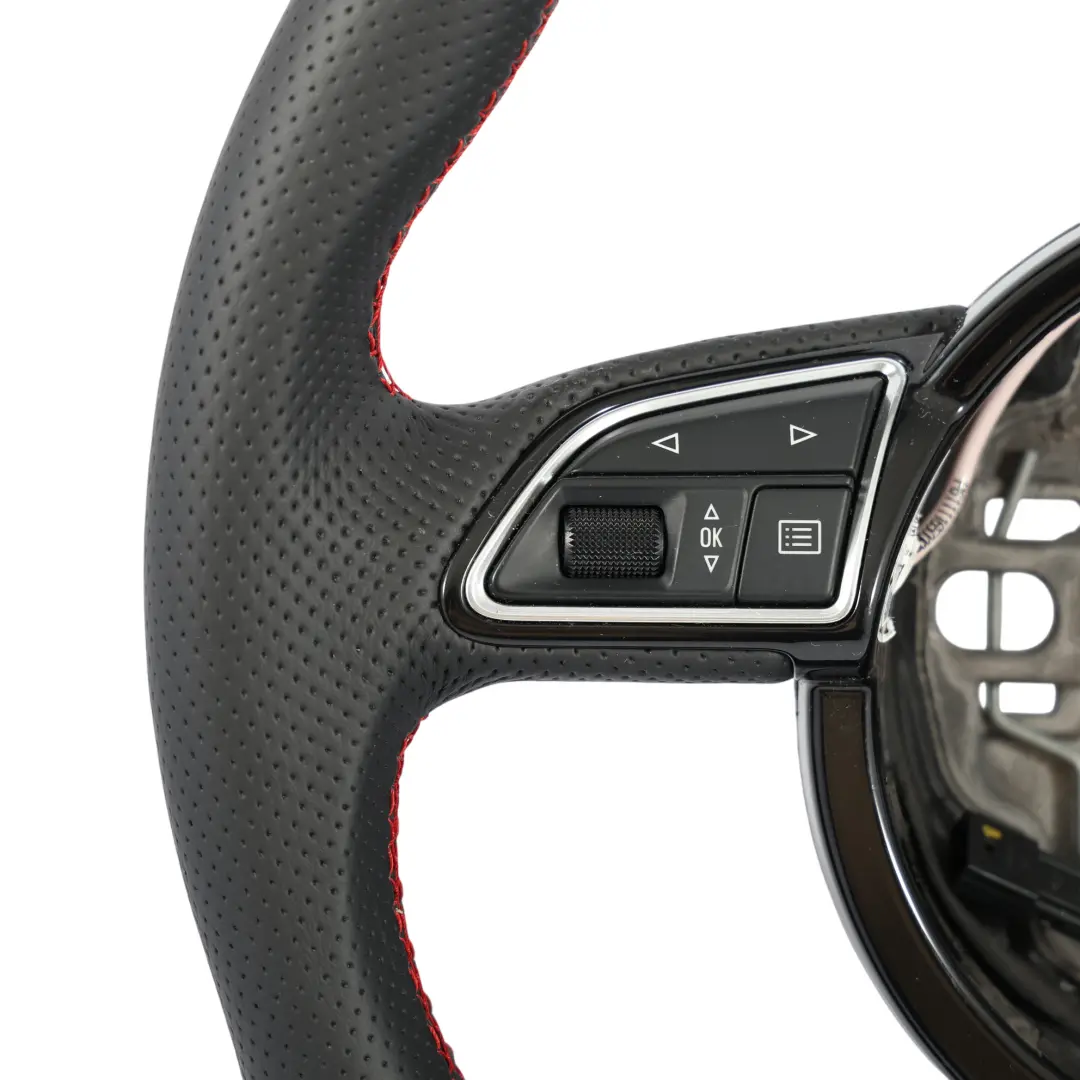 Audi A1 S1 8X Steering Wheel NEW Black Leather Red Threads - SKU 8X0419091R-1 - Part number 8X0419091R