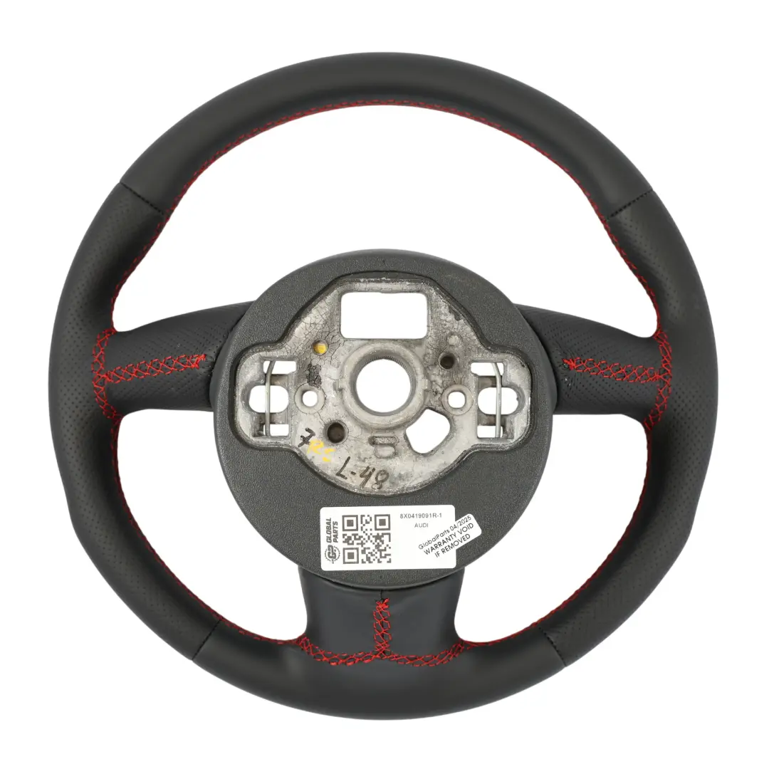 Audi A1 S1 8X Steering Wheel NEW Black Leather Red Threads - SKU 8X0419091R-1 - Part number 8X0419091R
