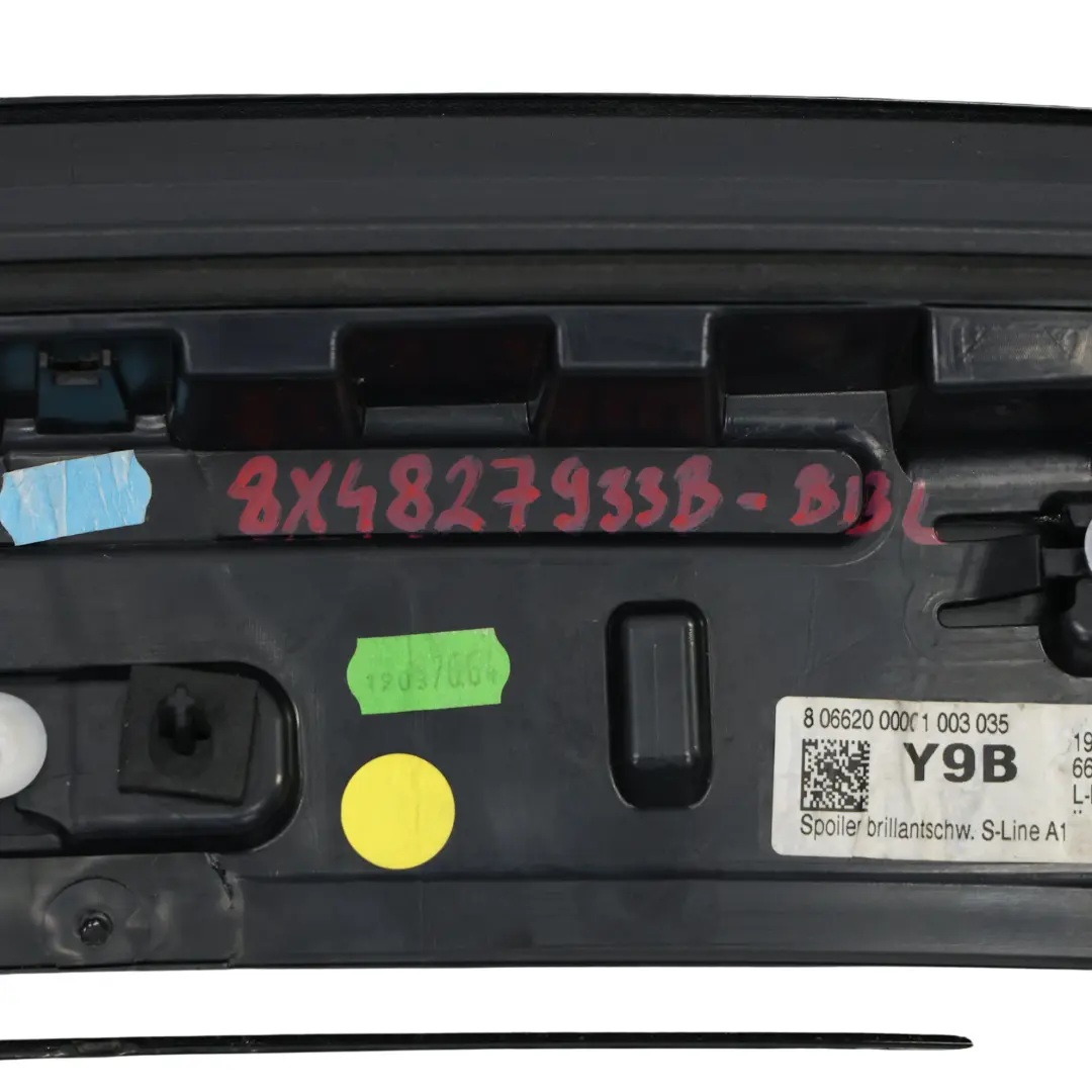 Heckspoiler Heckklappe Kofferraumverkleidung Brillantschwarz - Y9B für Audi A1 8X mit Teilenummer 8X4827933B Audi A1 8X Heckspoiler Heckklappe Kofferraumverkleidung Brillantschwarz - Y9B - SKU 8X4827933B-BBL - Teilenummer 8X4827933B