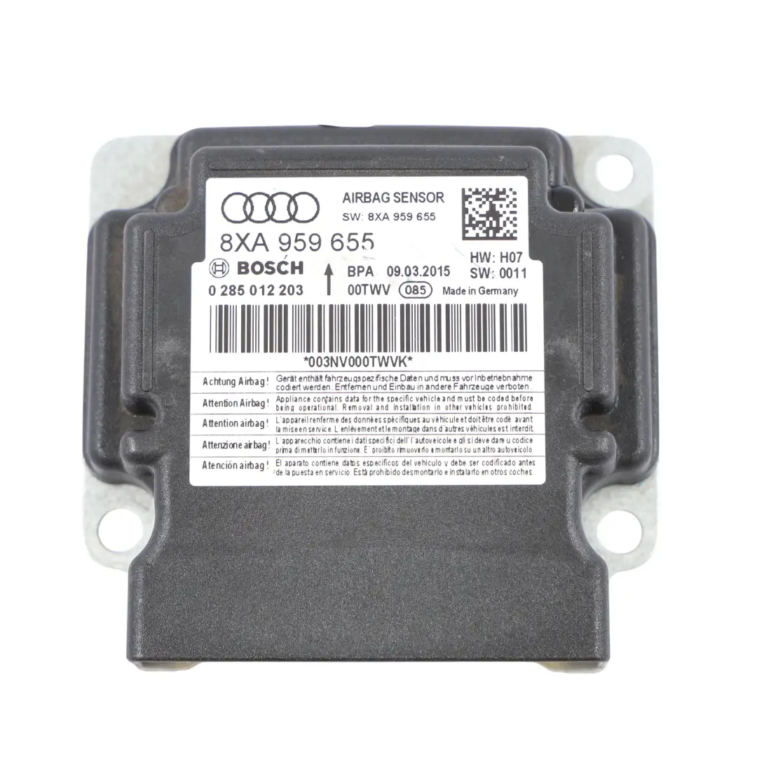 Módulo De Aire Sensor De Control Sistema SRS Unidad ECU para Audi A1 8X con número de pieza 8XA959655 Audi A1 8X Módulo De Aire Sensor De Control Sistema SRS Unidad ECU - SKU 8XA959655 - Número de pieza 8XA959655