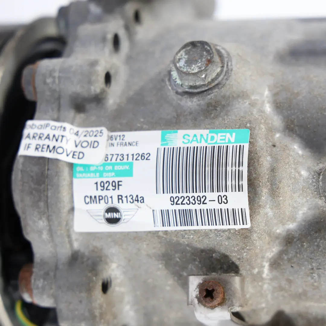 Compressor Mini R56 R55 R57 R60 Air Conditioning A/C Compressor to with Part number 9223392 Compressor Mini R56 R55 R57 R60 Air Conditioning A/C Compressor - SKU 9223392-2 - Part number 9223392