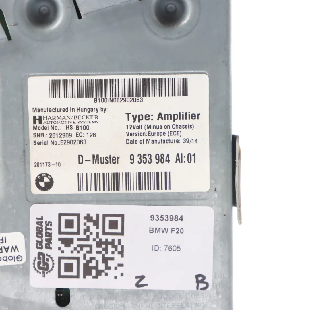  Audio Amplifier BMW F20 F21 F22 Harman Kardon System - SKU 9353984 - Part number 9353984