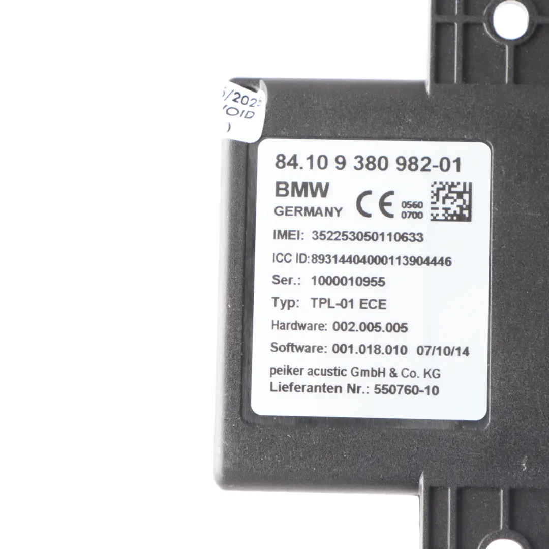Mini F55 F56 Telematic Telephone Cell Phone Control Module Unit ECU - SKU 9380982 - Part number 9380982