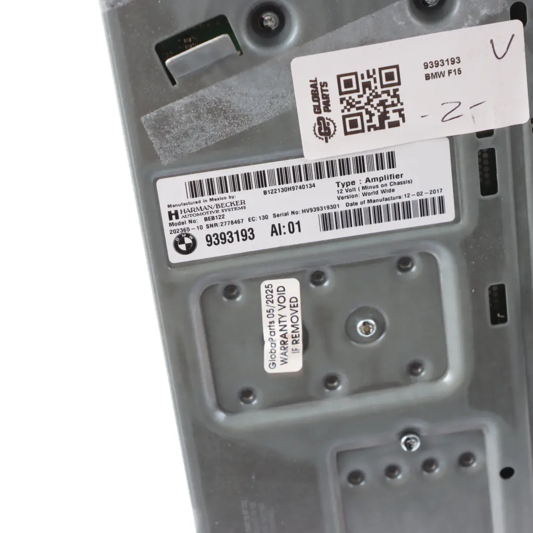 Audio Amplifier BMW X5 F15 X6 F16 Top Hifi System AMP Harman Kardon to with Part number 9393193 Audio Amplifier BMW X5 F15 X6 F16 Top Hifi System AMP Harman Kardon - SKU 9393193 - Part number 9393193