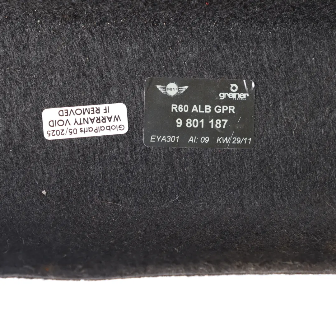 Lunette arrière Plaque de fond coffre Cache-bagages pour Mini Countryman R60 à propos du numéro de pièce 9811137 Mini Countryman R60 Lunette arrière Plaque de fond coffre Cache-bagages - SKU 9801187 - Numéro de pièce 9811137