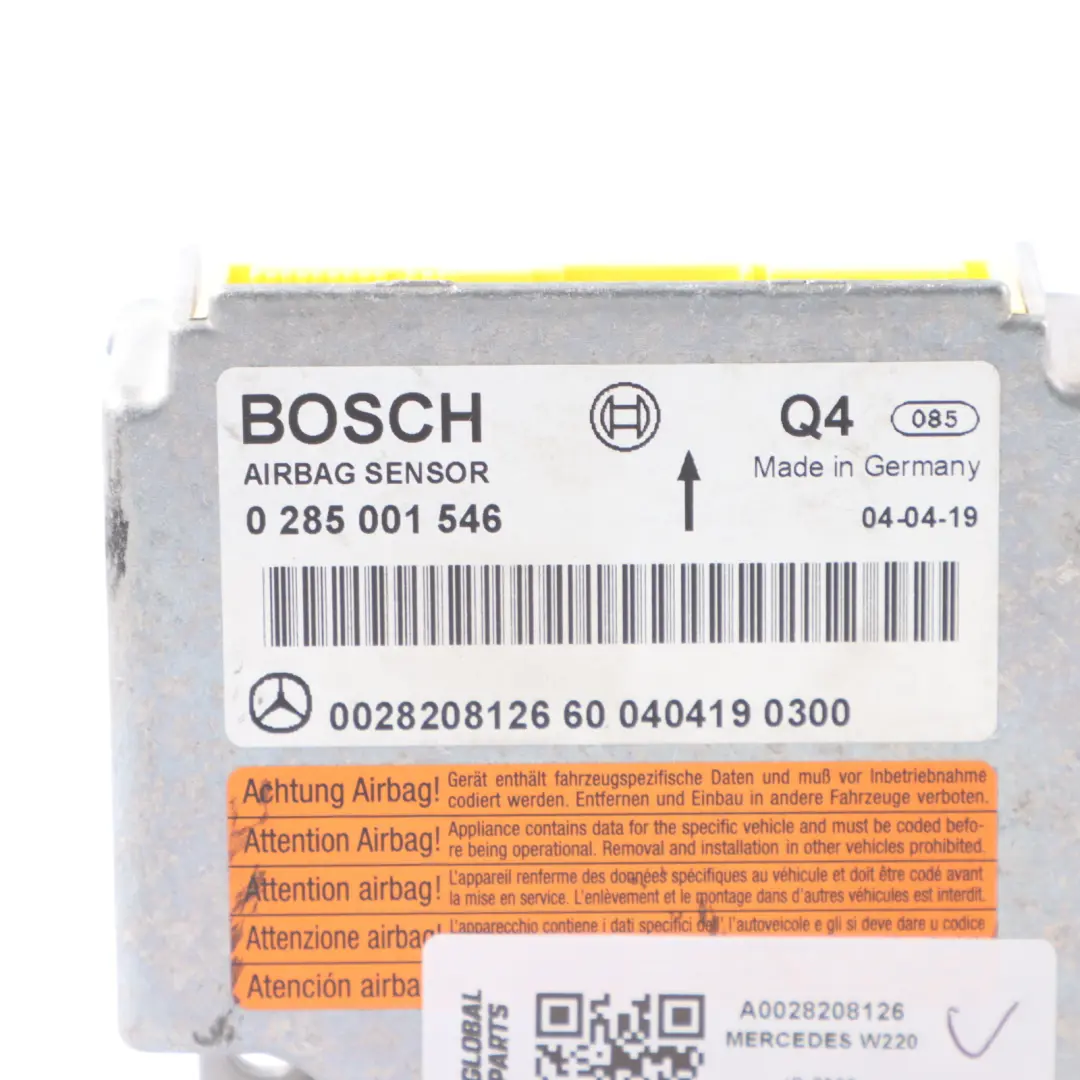 Module System Control Unit Module ECU SRS to Mercedes W220 Air with Part number A0028208126 Mercedes W220 Air Module System Control Unit Module ECU SRS - SKU A0028208126 - Part number A0028208126