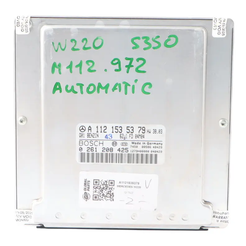 S350 M112.972 245HP Engine Module ECU Automatic to Mercedes W220 with Part number A1121535379 Mercedes W220 S350 M112.972 245HP Engine Module ECU Automatic - SKU A1121535379 - Part number A1121535379