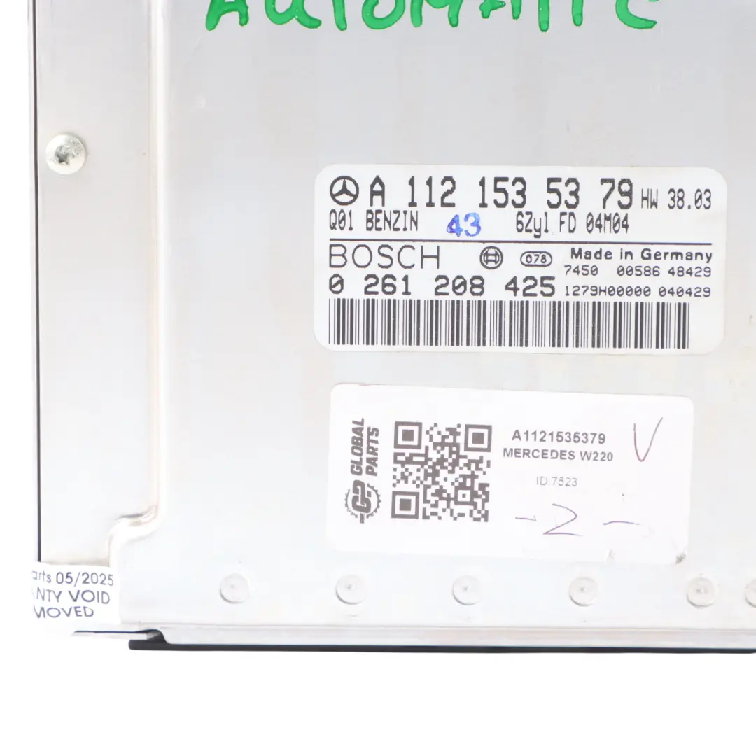 S350 M112.972 245HP Engine Module ECU Automatic to Mercedes W220 with Part number A1121535379 Mercedes W220 S350 M112.972 245HP Engine Module ECU Automatic - SKU A1121535379 - Part number A1121535379