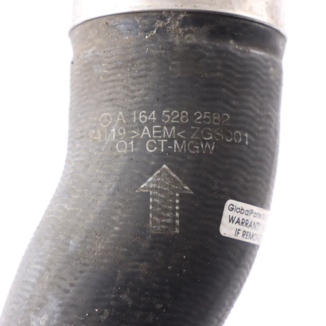 Charge Hose OM642 Intake Intercooler Right O/S to Mercedes W164 Air with Part number A1645282582 Mercedes W164 Air Charge Hose OM642 Intake Intercooler Right O/S - SKU A1645282582 - Part number A1645282582
