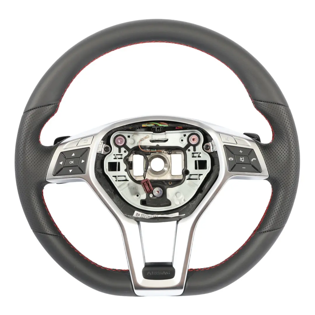 Lenkrad NEU Schwarz Leder Schaltwippen Rote Gewinde für Mercedes SLK R172 mit Teilenummer A1724600003 Mercedes SLK R172 Lenkrad NEU Schwarz Leder Schaltwippen Rote Gewinde - SKU A1724600003-1 - Teilenummer A1724600003
