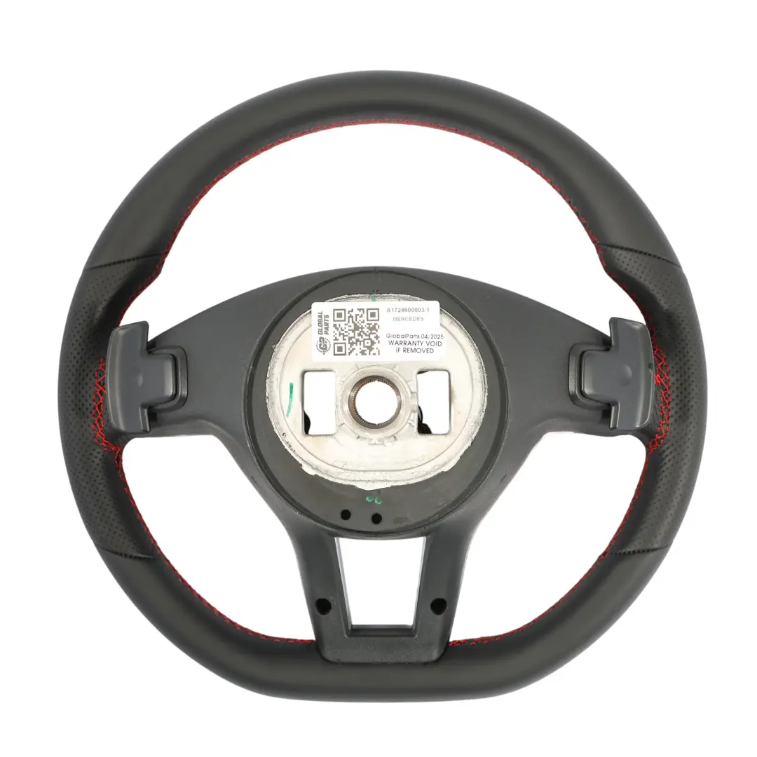 Kierownica NOWA Czarna Skóra Łopatki Czerwona Nić do Mercedes SLK R172 o numerze A1724600003 Mercedes SLK R172 Kierownica NOWA Czarna Skóra Łopatki Czerwona Nić - SKU A1724600003-1 - Numer Części A1724600003