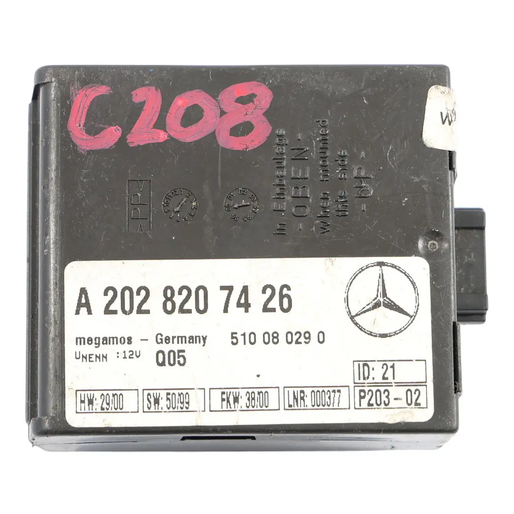 W208 Anti Diebstahl Alarm Modul Steuergerät ECU für Mercedes W202 mit Teilenummer A2028207426 Mercedes W202 W208 Anti Diebstahl Alarm Modul Steuergerät ECU - SKU A2028207426 - Teilenummer A2028207426