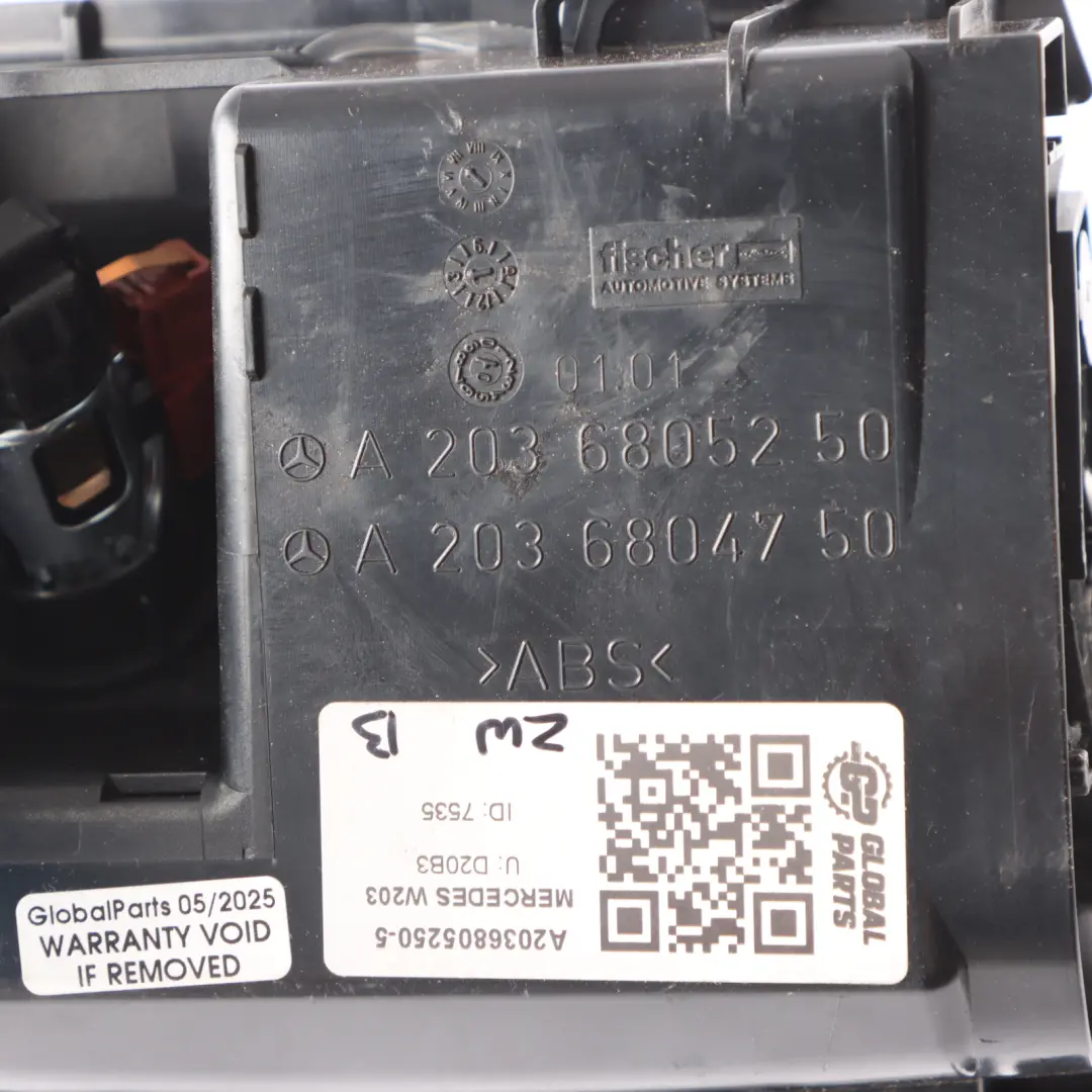 Mercedes W203 Console Centrale Posacenere Anteriore Vassoio Legno - SKU A2036805250-5 - Numero di parte A2036805250