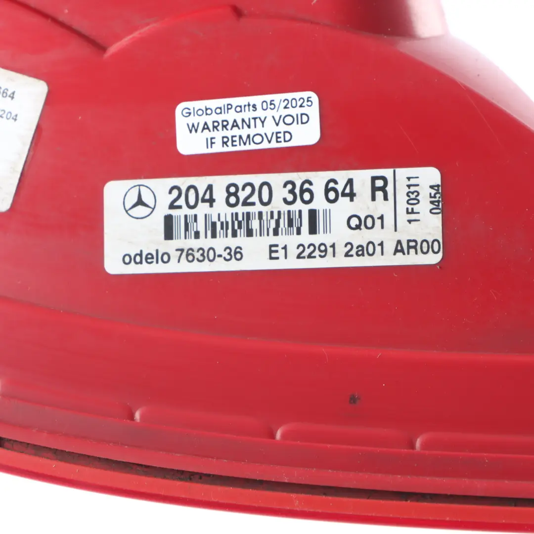 Right O/S Tail Light Lamp Outer Panel to Mercedes W204 Rear with Part number A2048203664 Mercedes W204 Rear Right O/S Tail Light Lamp Outer Panel - SKU A2048203664 - Part number A2048203664
