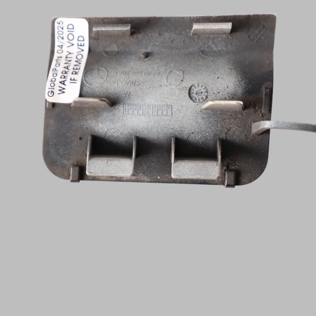 Bumper Towing Eye Hook Cover Cap Flap Calcite White - 650 to Mercedes W204 Rear with Part number A2048856223 Mercedes W204 Rear Bumper Towing Eye Hook Cover Cap Flap Calcite White - 650 - SKU A2048856223-CW - Part number A2048856223