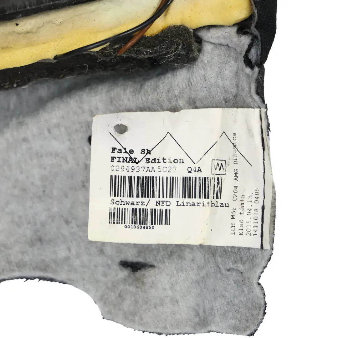 Respaldo Asiento Delantero Cuero Calefactable Izquierdo para Mercedes C204 AMG Pack con número de pieza A2049108306 Mercedes C204 AMG Pack Respaldo Asiento Delantero Cuero Calefactable Izquierdo - SKU A2049108306 - Número de pieza A2049108306