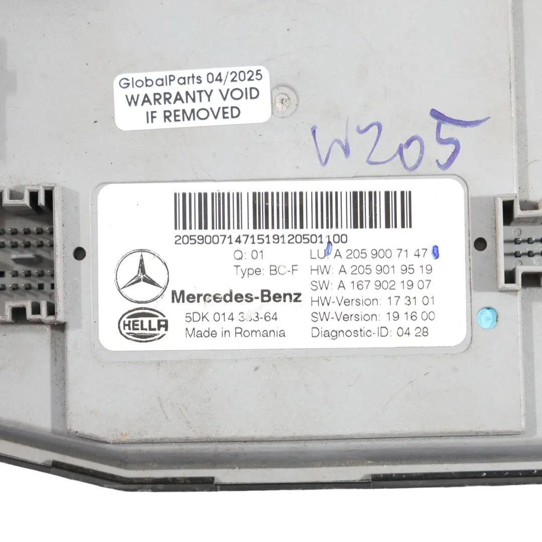 Sterownik Moduł Komfortu do Mercedes C205 o numerze A2059007147 Mercedes C205 Sterownik Moduł Komfortu - SKU A2059007147 - Numer Części A2059007147
