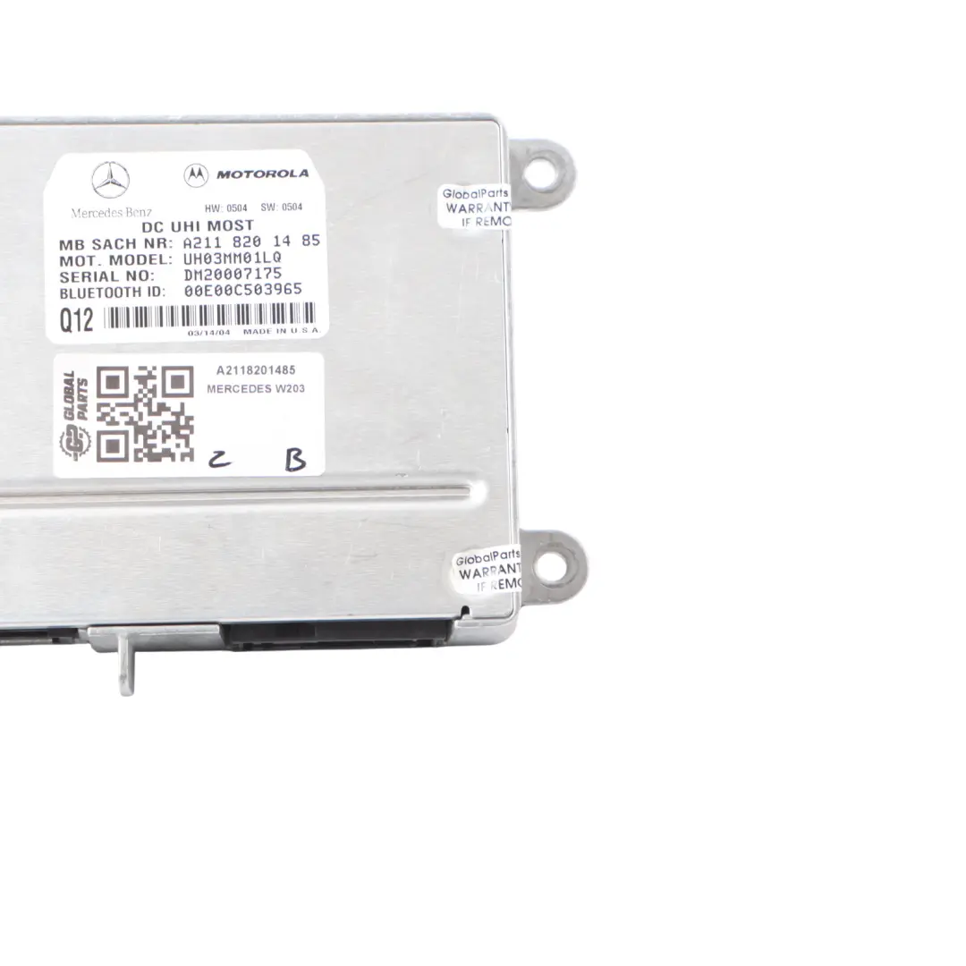 Bluetooth Hands-free Mobile Phone Adapter to Mercedes W203 with Part number A2118201485 Mercedes W203 Bluetooth Hands-free Mobile Phone Adapter - SKU A2118201485 - Part number A2118201485
