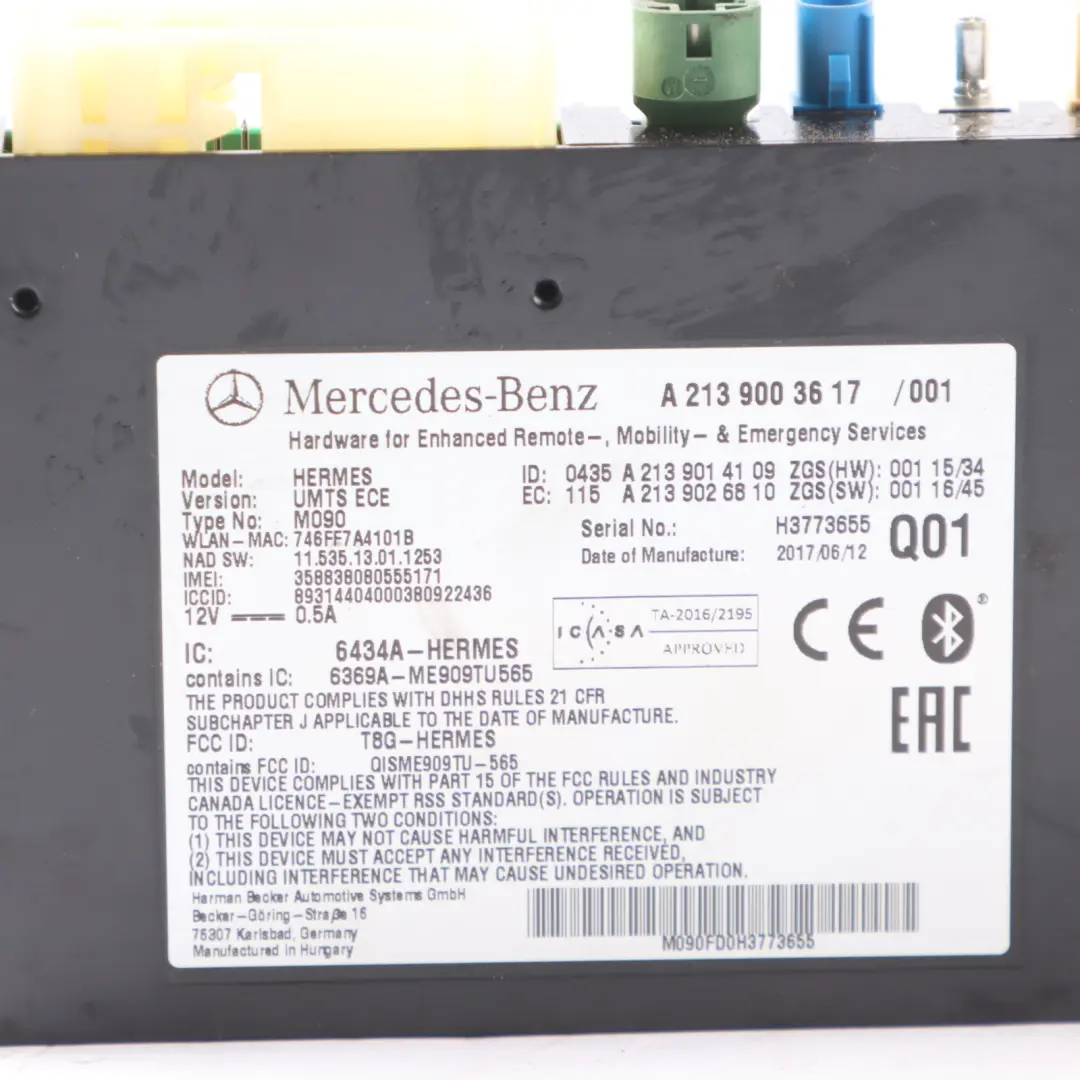 W207 Modulo Telematico Bluetooth Centralina per Mercedes W176 W205 con numero di parte A2139003617 Mercedes W176 W205 W207 Modulo Telematico Bluetooth Centralina - SKU A2139003617-1 - Numero di parte A2139003617