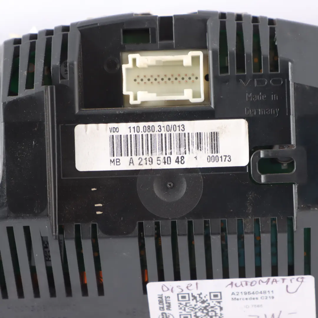 Instrument Cluster Speedometer Speedo Clocks C219 Automatic to Mercedes C219 Diesel with Part number A2195404811 Mercedes C219 Diesel Instrument Cluster Speedometer Speedo Clocks C219 Automatic - SKU A2195404811 - Part number A2195404811
