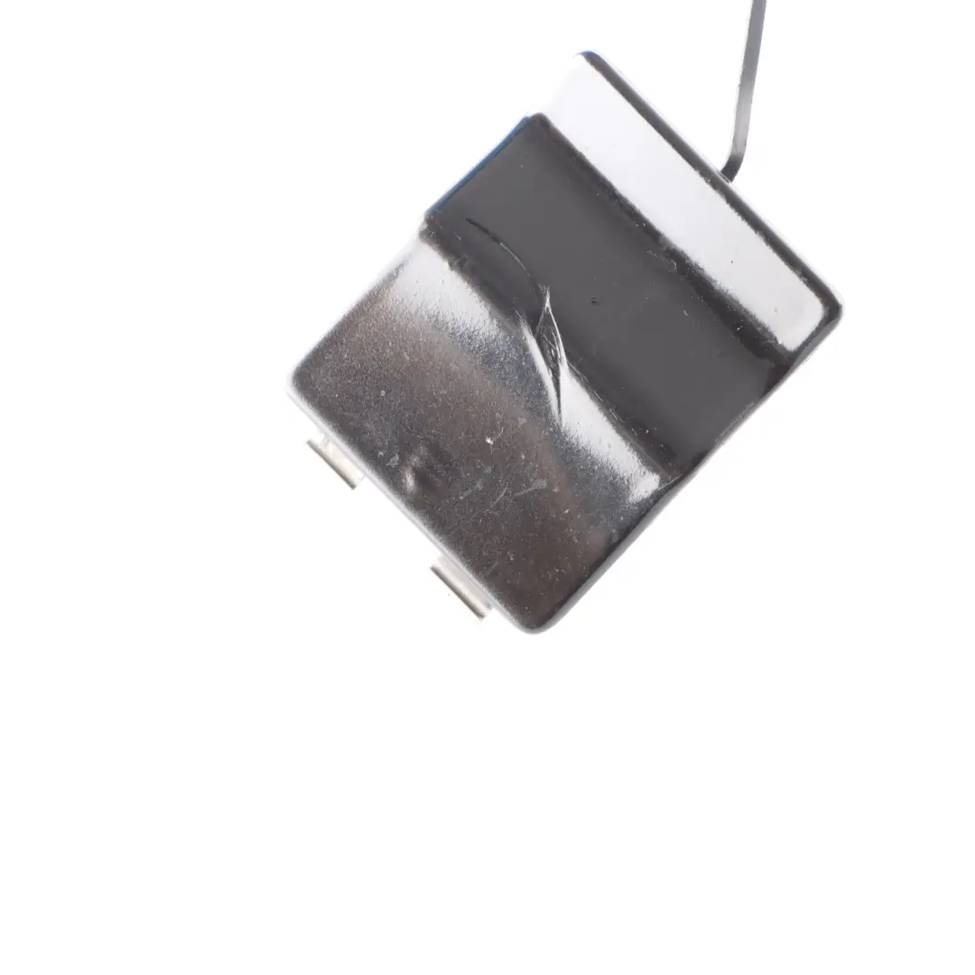 Bumper Flap Towing Eye Cover Obsidian Black Metallic 197 to Mercedes C219 Rear with Part number A2198800005 Mercedes C219 Rear Bumper Flap Towing Eye Cover Obsidian Black Metallic 197 - SKU A2198800005-OB - Part number A2198800005