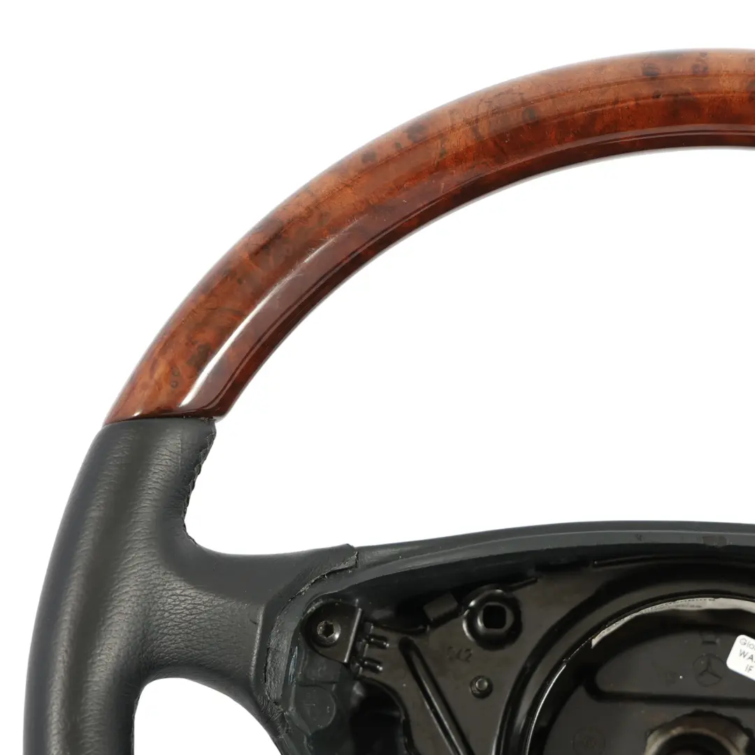 Burr Walnut Madera Volante De Cuero para Mercedes C215 W220 con número de pieza A2204600503 Mercedes C215 W220 Burr Walnut Madera Volante De Cuero - SKU A2204600503 - Número de pieza A2204600503